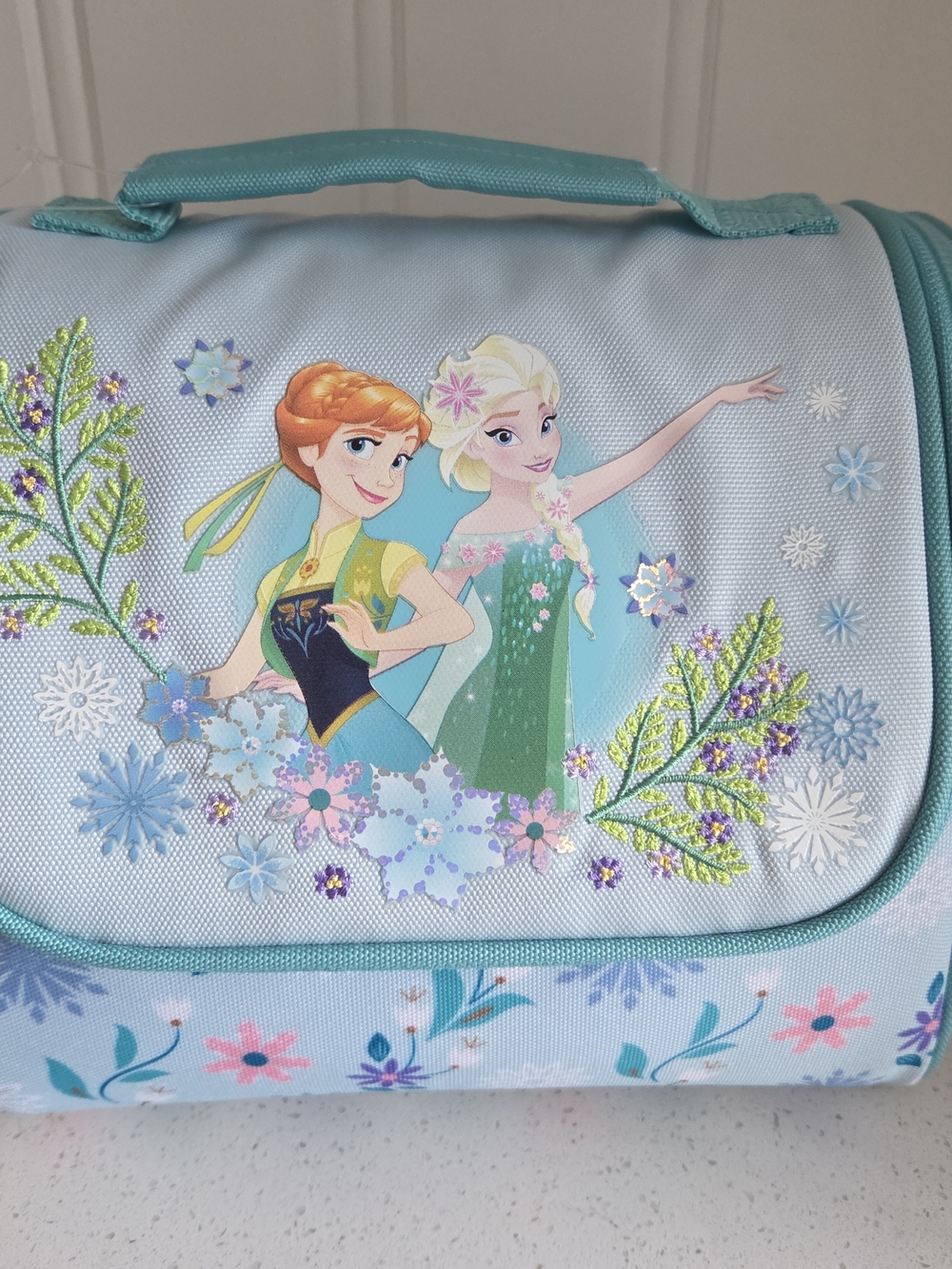 Disney Frozen Kids Light Blue Lunch Bag with Anna & Elsa